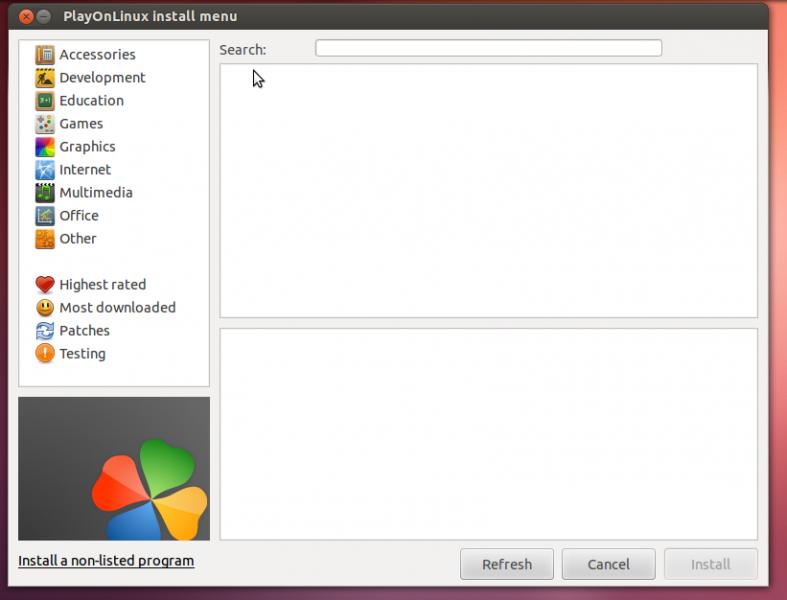 PlayOnLinux Install Menu