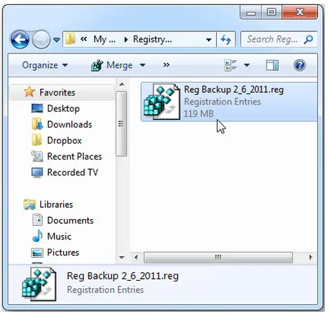 Registry menu, go to Export registry option