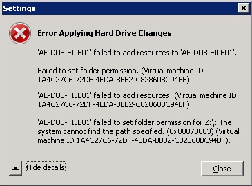 VHD Error