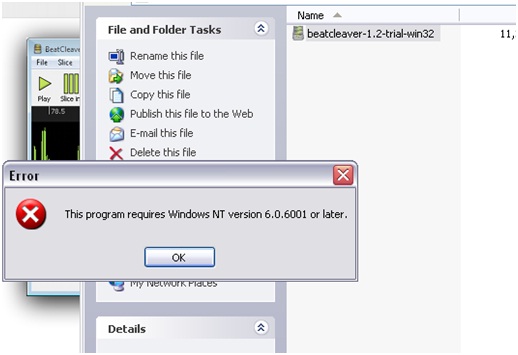 This program requires Windows NT version 6.0.6001 or later