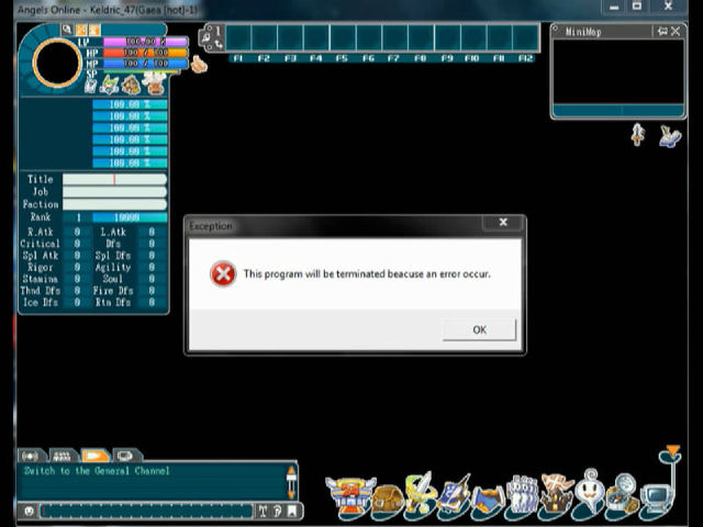 Angels Online Exception: program will be terminated, error occurred