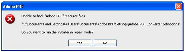 Unable to find adobe pdf resource files как исправить