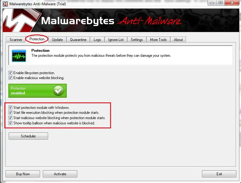 Malwarebytes protection modules