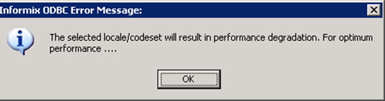 The selected locale/codeset will result in performance degradation. For optimum performance