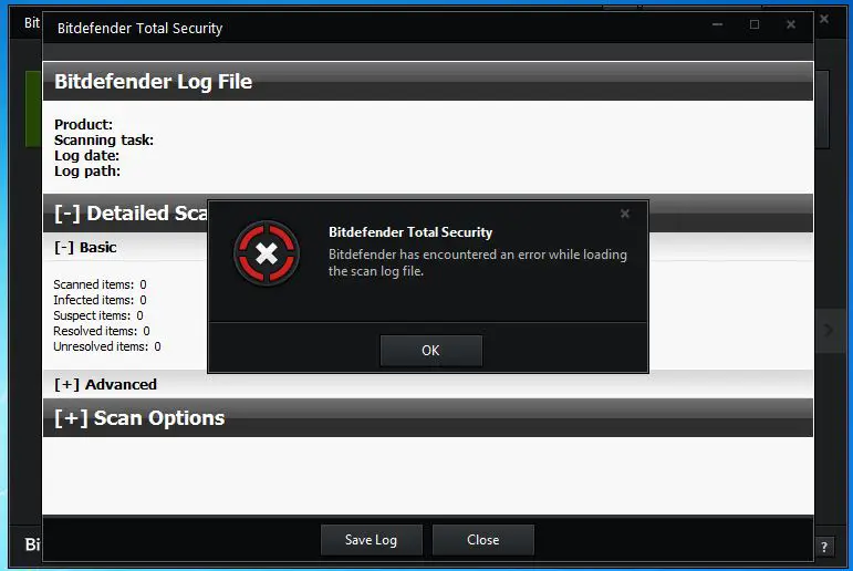 a problem has occurred in bitdefender threat scanner spybot