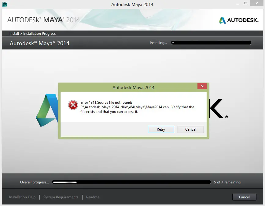 autodesk maya download progress stopped