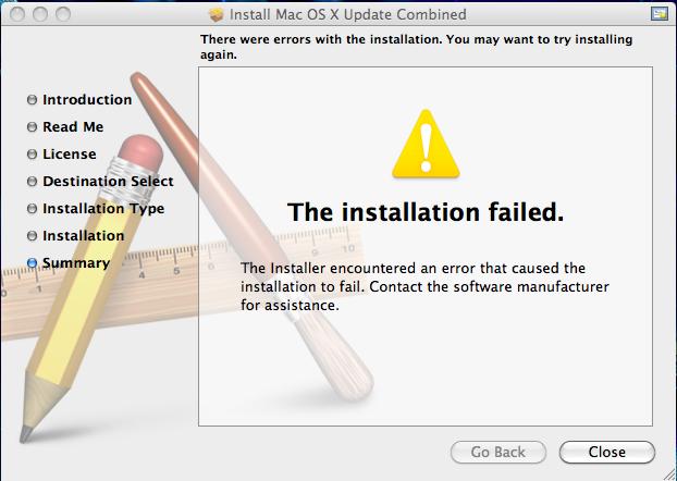 archive and install failed mac
