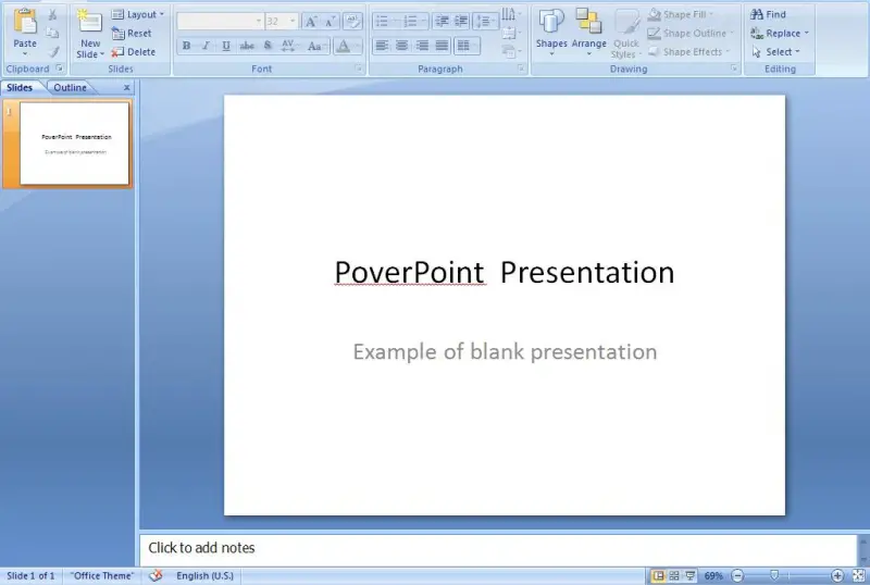 meaning of blank presentation