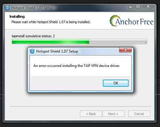 email verifier problems with hotspot shield