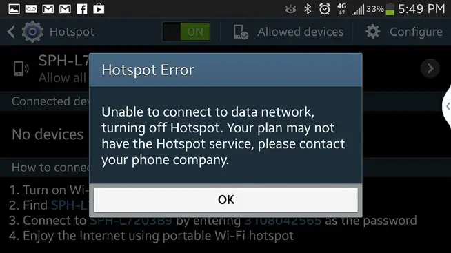 Hotspot Cannot Create A Connection Due To Network Error Techyv