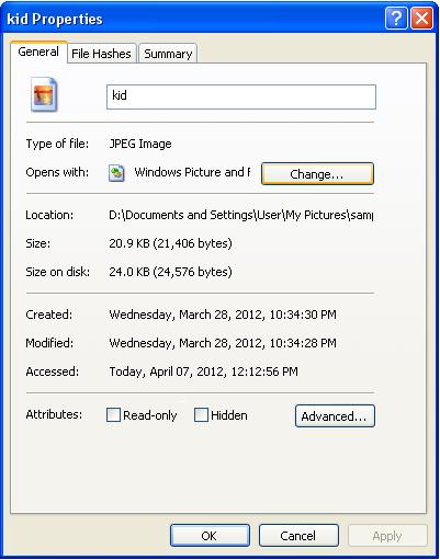 Default viewer selected for the JPG image