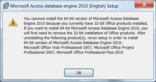 â¢ microsoft access 2010 database engine redistributable