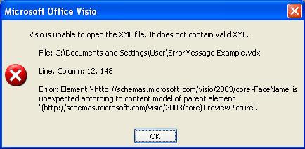 Microsoft Office Visio Professional 2007 error and warning 