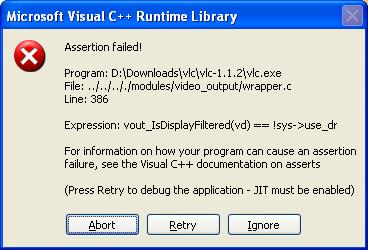 Microsoft Visual C Runtime Library Error From Vlc Video Output Techyv Com
