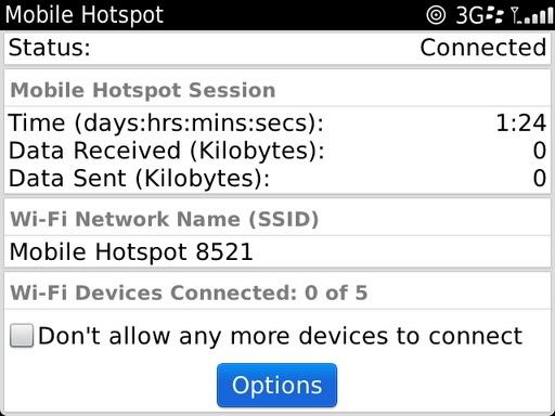 Mobile Hotspot session