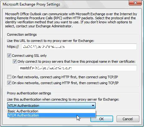 Microsoft Exchange Proxy Settings