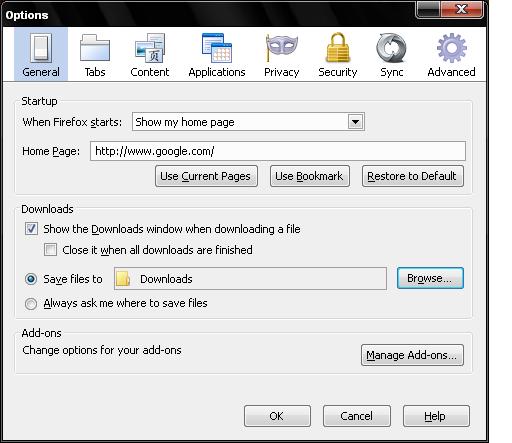 how to change the default download folder for firefox