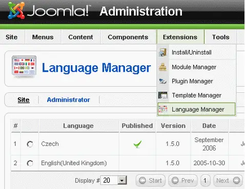 Joomala adminstration