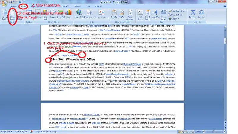 Insert A New Page In A Word 2007 Document Techyv