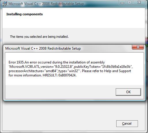 Error 1935 Occurred When Tried To Run Microsoft Visual Studio C 08 Techyv Com