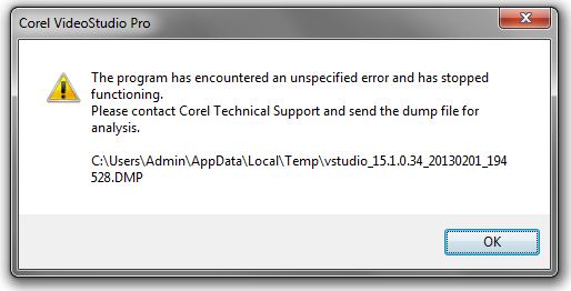 Videostudio X5 Unspecified Error Stopped Functioning Techyv Com