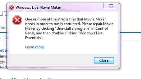 Windows Live Movie Maker Has Encountered An Error On Startup - Techyv.com