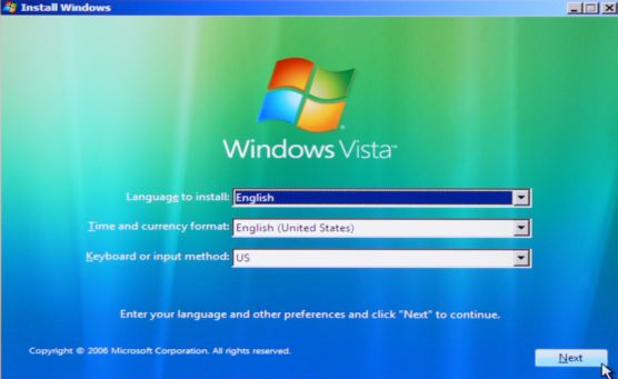 vista/windows 7 install windows console