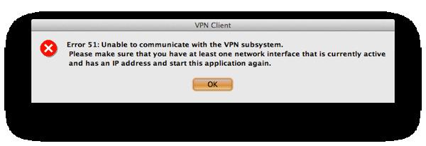 errore 51 impossibile consentire loro di comunicare con le finestre del sottosistema VPN