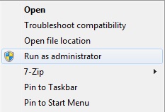 Right click run as admin