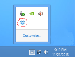 Dropbox taskbar options preference network tweaking