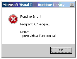 Microsoft Visual C++ Runtime Library Runtime Error! Program: C:Progra… R6025