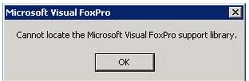 foxpro 2.6 cannot locate support library
