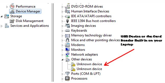 Start > Run > Type devmgnt.msc you see Unknown Device