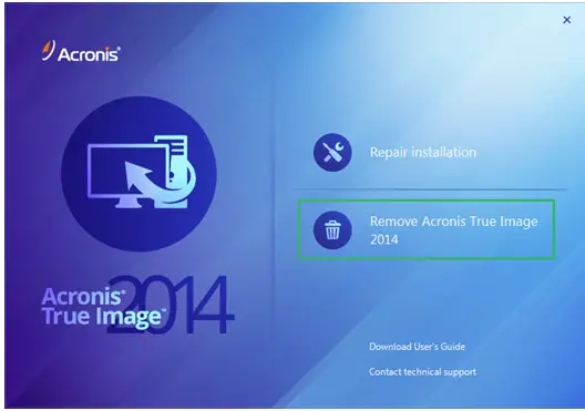 acronis true image removal tool