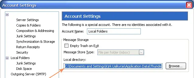 mozilla thunderbird profile location