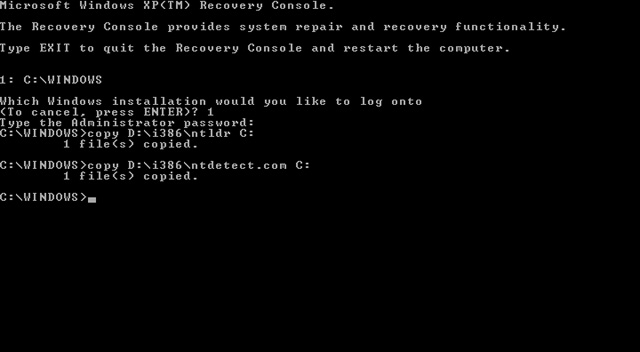 how to enter windows recovery console xp