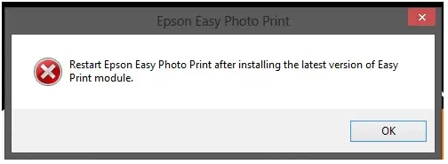 restart epson easy photo print after installing