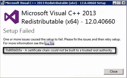 problem with microsoft vc80 certificate