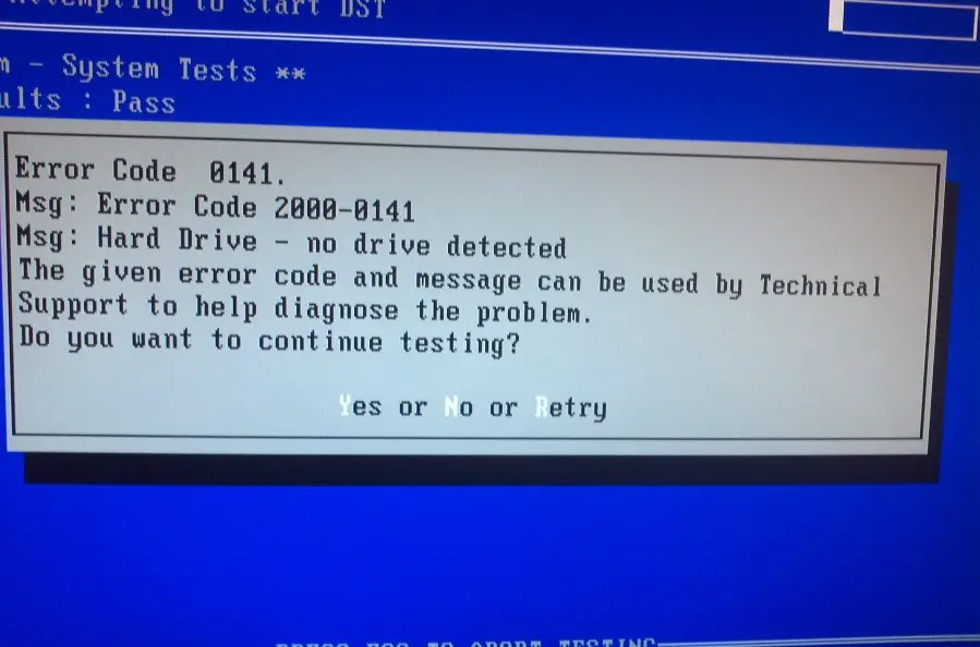 Error code 0141 dell что за ошибка