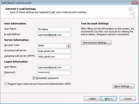 setting mac mail for gmail imap