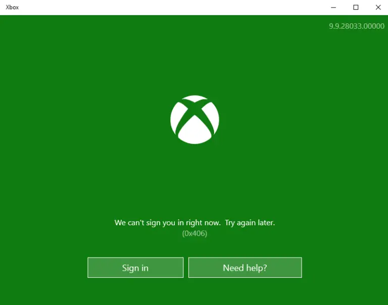 Выполнить вход сейчас невозможно 0x406 xbox windows 10