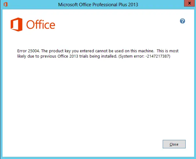 Ошибка 25004 при установке microsoft office 2010