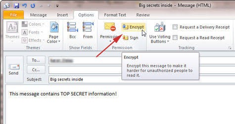 sending encrypted email outlook