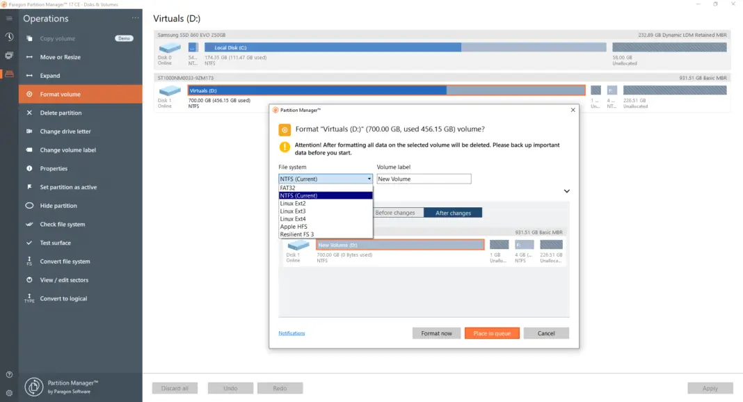 can resize c drive paragon partition manager