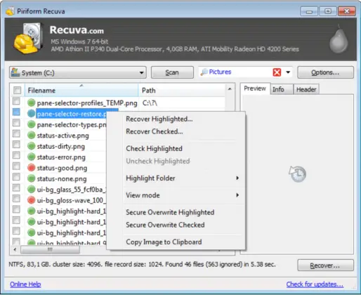 recuva data recovery software for windows 10