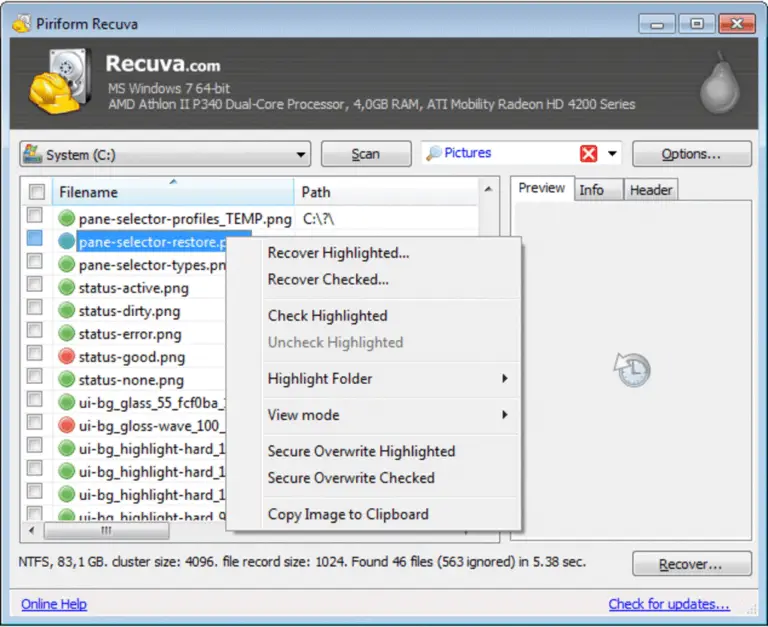 recuva data recovery software for windows 10