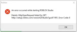 an error occurred while starting roblox roblox
