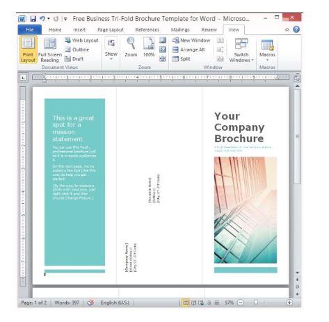 how to make tri fold brochure in word 2010