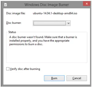 windows 10 burn disk image missing