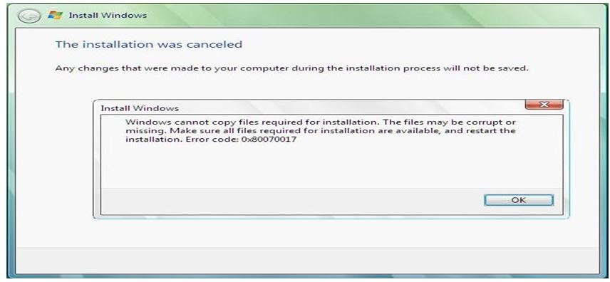 Код ошибки 0x80070017 при установке windows 7 с диска как исправить
